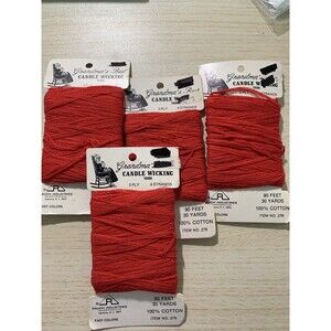 Lot of 4 Grandma's CandleWicking Yarn 100% Cotton 30 Yards 3ply Red #278